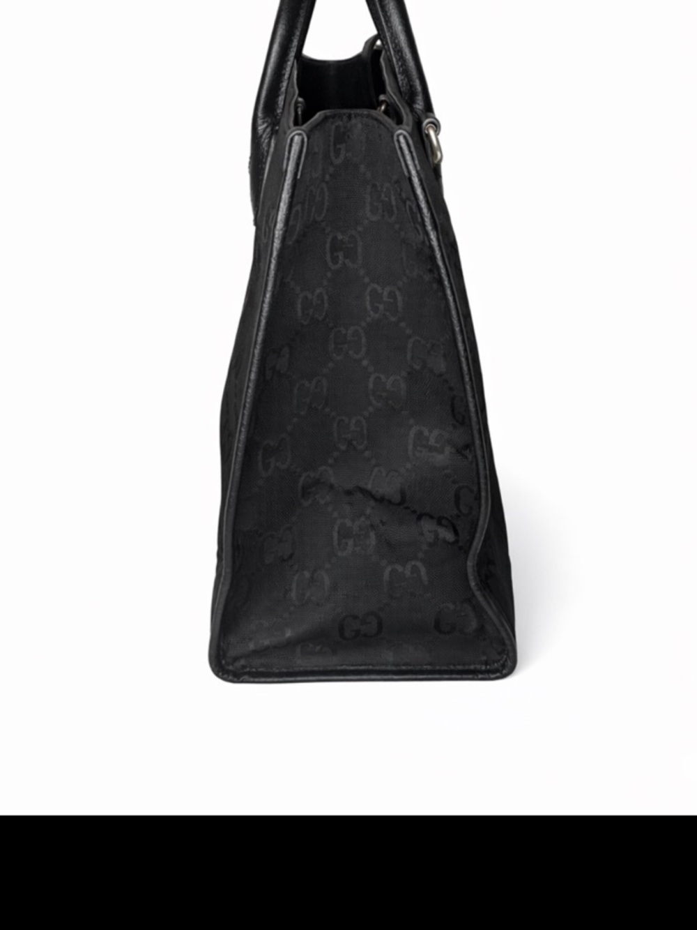 Gucci Black GG Canvas Tote with Gold Logo Patch - Picture 2 of 6